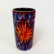 Poole Pottery vase with abstract design and cylindrical form, height 16.5cm.