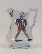 A Mid 19th Elsmore and Foster, Staffordshire Puzzle Jug, balustrade Shape. Cock fighting, Gambling