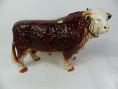 Large Nelson Melba Ware butchers' shop window bull figure, length 42.5cm.
