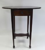 Occasional table with single draw and drop leaf sides. (H: 75cm x L: 67cm x W: 46cm)
