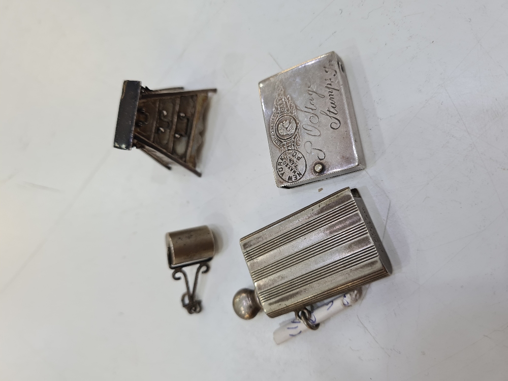 A white metal novelty miniature chest, very decorative. A silver miniature roller, and a plated nove - Image 5 of 5