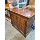A good Victorian Flame Mahogany French chest, having 4 drawers with extra plinth drawer, the largest