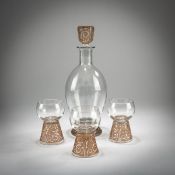 Daum Frères, Nancy, Vierteiliges Likörservice 'Montgolfier', um 1930