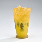 Daum Frères, Nancy, Vase 'Voiliers, soleil couchant', um 1910