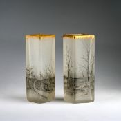 Daum Frères, Nancy, Zwei Vasen 'Paysage Delft', um 1899
