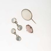 Deutschland, Nadel, Brosche, Paar Manschettenknöpfe mit Mondstein, um 1900