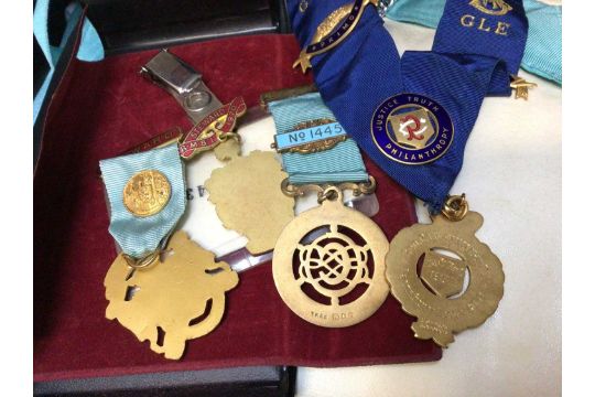 Suitcase of Masonic regalia including one silver gilt and other medals - Image 3 of 3