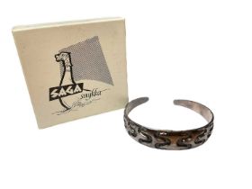 David Andersen Norwegian sterling silver 'Viking Period' torque bangle, in original 'Saga' box