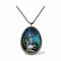 Anthony Paton Hawksley (1921-1991), contemporary silver and enamel oval pendant, with pierced silver