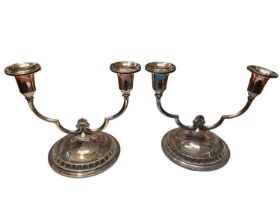 Pair of Norwegian silver (830) two branch candelabrum