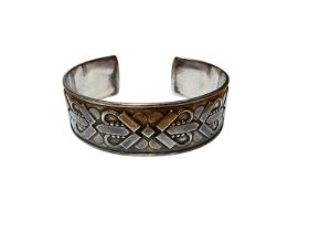 Georg Jensen Danish silver cuff bangle designed by Harald Nielsen, with stylised Celtic design, no.
