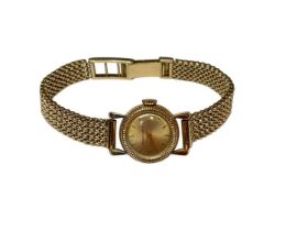 1960s Eterna-Matic 14ct gold ladies' wristwatch on a gold articulated bracelet, stamped 585