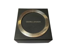 Georg Jensen Danish silver flat bangle, designed by Andreas Mikkelsen, no. A120, boxed