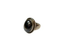 Georg Jensen Danish silver oval hematite cabochon ring, no. 46A, size N