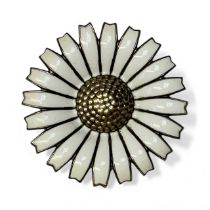 Georg Jensen Danish silver gilt and enamel daisy brooch