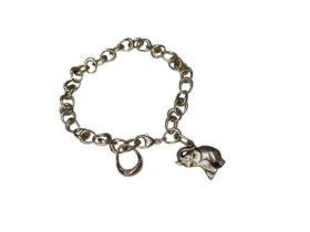 Georg Jensen Danish silver 'Offspring' bracelet, no 433, with a silver elephant charm