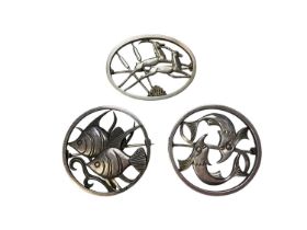 Three George Tarratt silver brooches designed by Geoffrey Guy Bellamy