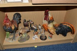 A COLLECTION OF BIRD FIGURES, comprising a Karl Ens kingfisher, height 11.5cm, a Royal Worcester