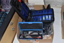 A BOX OF LOCKSMITH'S TOOLS to include three pouches of Multipick tools, an H & K pouch of assorted