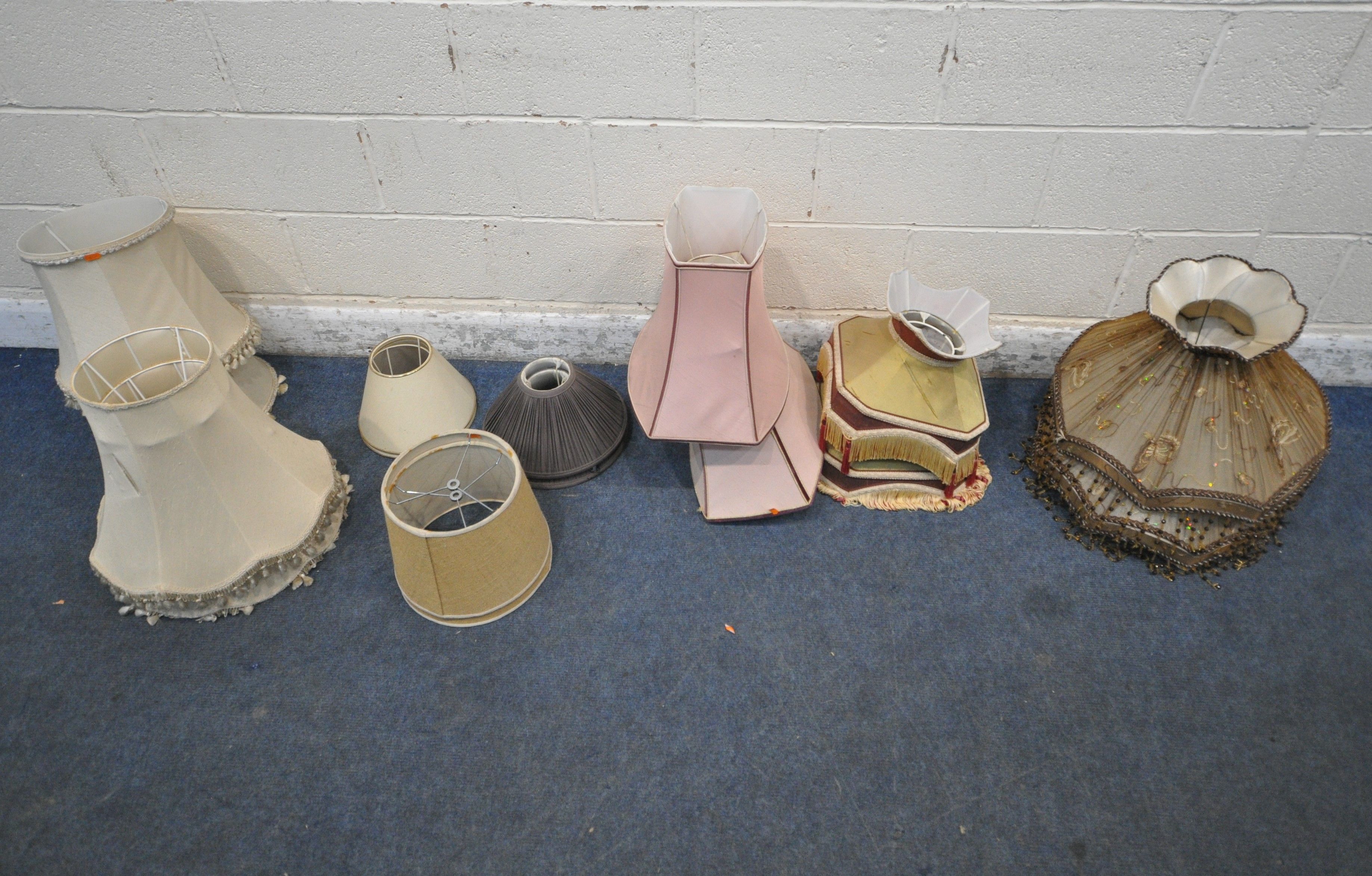 EIGHT PAIRS OF LAMP SHADES, varying in shape, size, style, colour, etc, condition report: some