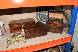 A GROUP OF MISCELLANEOUS ITEMS, included two pairs of brass cross faucet handle taps with ceramic