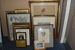 A SELECTION OF PICTURES AND PRINTS ETC, to include an Arthur Ralph Middleton Todd (1891-1966) 'Old