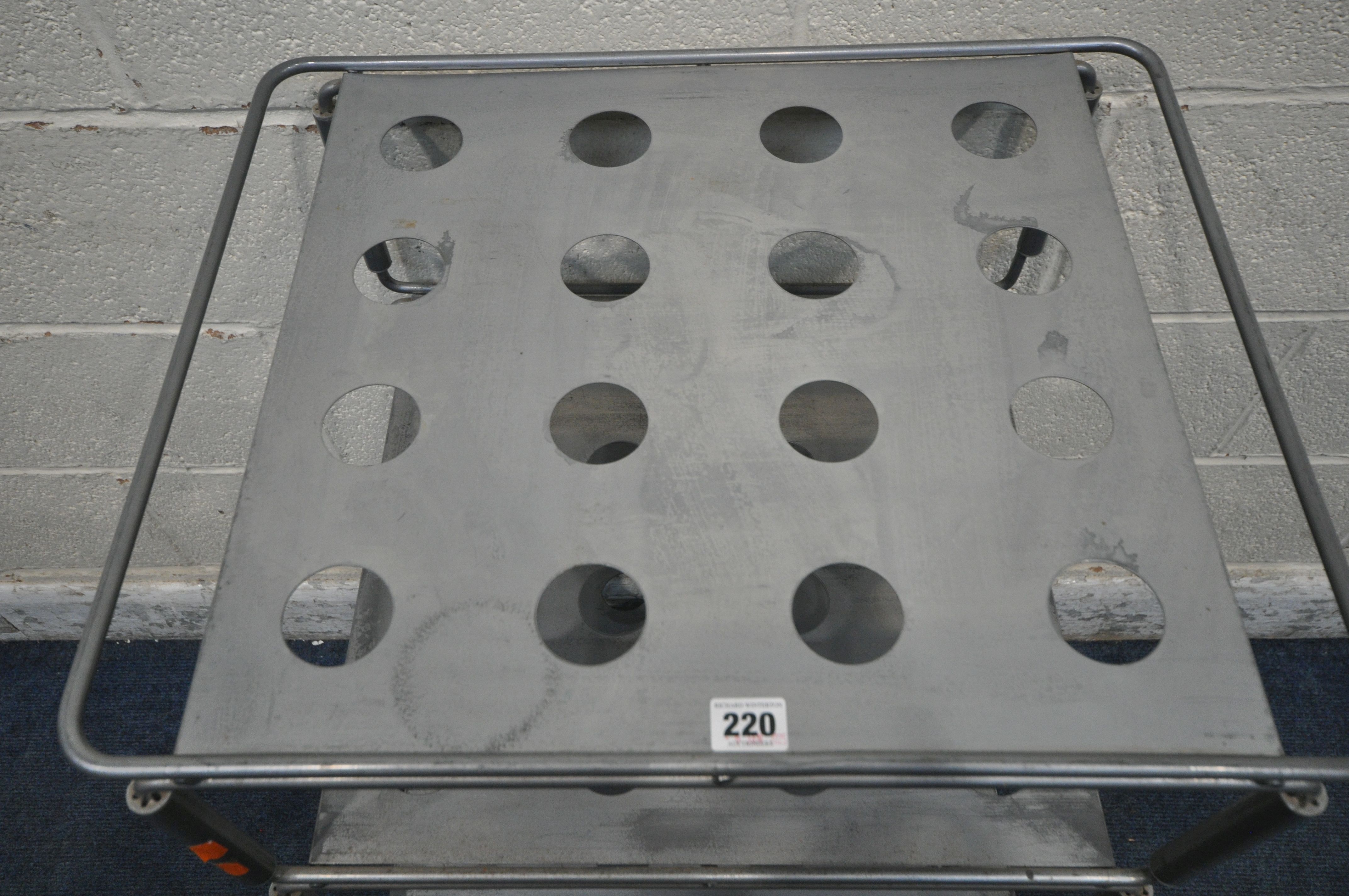 A NIELS GAMMELGAARD TUNSTA FIVE TIER METAL TROLLEY, each tier with sixteen holes, width 55cm x depth - Image 2 of 3