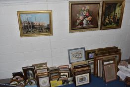 A LARGE QUANTITY OF PICTURES AND PRINTS ETC, most of the pictures are late 20th century needlework