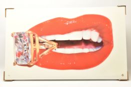 RORY HANCOCK (WELSH 1987) 'ROCK CANDY', a signed limited edition box canvas print of a mouth and a
