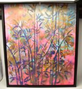 ALEXANDER RHYS (BRITISH CONTEMPORARY) 'BAMBOO BREEZE', a graffiti style scene with Japanese