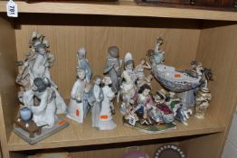 A GROUP OF PORCELAIN, comprising a Lladro 'Japanese Geisha girl arranging flowers' 4840 (broken