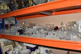 A QUANTITY OF CUT GLASS WARES ETC, to include Edinburgh Crystal whiskey tumblers, unbranded