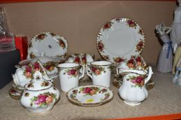 THIRTY SEVEN PIECE ROYAL ALBERT 'OLD COUNTRY ROSES' DINNERWARE, comprising a covered tureen, cake