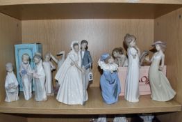 A GROUP OF TEN LLADRO AND NAO FIGURINES to include five Lladro figurines comprising 'Melchor King'