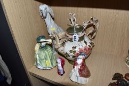 A GROUP OF CERAMICS to include a Royal Doulton 'Paisley Shawl' HN1988 figurine and a 'Buttercup'