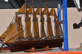 A SCRATCH BUILT MODEL OF THE AMERICAN SCHOONER 'WYOMING', approximate height 70cm, approximate