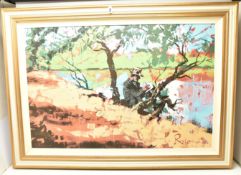 ROLF HARRIS (AUSTRALIA 1930-2023) 'BANJO PATERSON WRITES WALTZING MATILDA', a signed limited edition