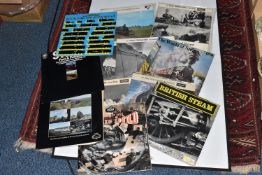 A GROUP OF RAILWAY INTEREST PHOTOGRAPHS AND LPS to include eleven steam engine recording LPs