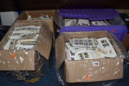 FOUR BOXES OF 'CINDERELLA/LOCAL' STAMPS to include thousands of Staffa Scotland, Oman, Um Al