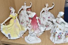 A GROUP OF ELEVEN ROYAL DOULTON FIGURINES to include HN2474 'Elyse' (hairline crack to the base),