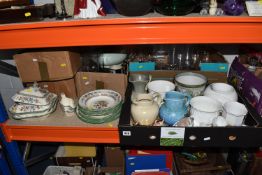 FIVE BOXES AND LOOSE CERAMICS, GLASSWARE AND MISCELLANEOUS ITEMS to include a Coalport 'Country