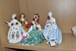 SIX ROYAL DOULTON FIGURINES, comprising Southern Belle HN2425, Victoria HN2471, Elyse HN2474, Top