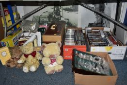 THREE BOXES AND LOOSE MISCELLANEOUS ITEMS to include a box of approximately fifty easy listening and