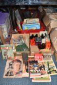 THREE BOXES OF VINTAGE BOOKS, COMICS, AND VIEW MASTER ITEMS, to include three Sawyers View Master