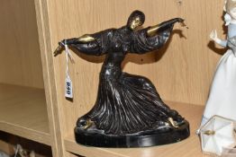 AN ART DECO BRONZE PERIOD FEMALE mounted on a marble base, stamped 'L'Orenzl' to the reverse, height