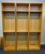 SIX TALL IKEA BOOKCASES, each with a small removeable section to the top, width 60cm x depth 28cm