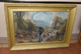 FRANK GRESLEY (1855-1936) LANDSCAPE WITH A STREAM, this appears to be an unfinished study with later