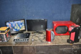 A COLLECTION OF HOUSEHOLD ELECTRICALS, including a LG 22in TV, an Alba 19in TV, a boxed and new