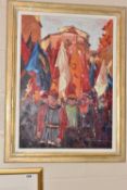 BRUNO TINUCCI (ITALY 1947) AN ITALIAN PROCESSION, a group of figures wearing traditional dress and