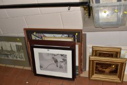A SMALL QUANTITY OF PICTURES AND PRINTS ETC, to include two crystoleums comprising a Maude Goodman